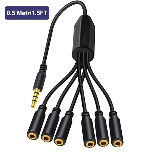 MysRuida 1.6ft 1/8” 3.5mm TRRS Extension Stereo Audio Cable, 1 Male to 6 Female - Image 3