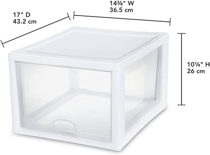 Sterilite 27 Qt and 16 Qt Clear Plastic Stackable Organizer Drawers - Image 3