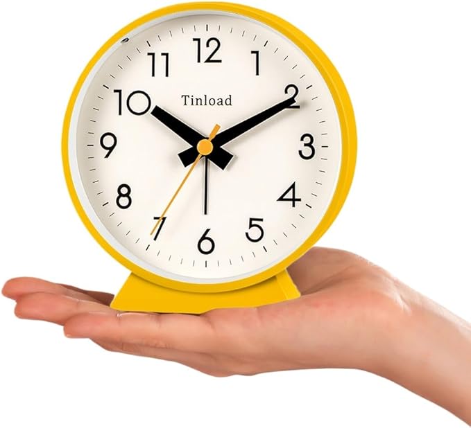 4.5" Battery Operated Antique Retro Analog Alarm Clock, Small Silent Bedside - Image 2