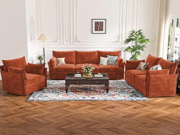 ABCASA Oversized Loveseat Sofa, Modern Modular Sectional Couch Terracotta - Image 9