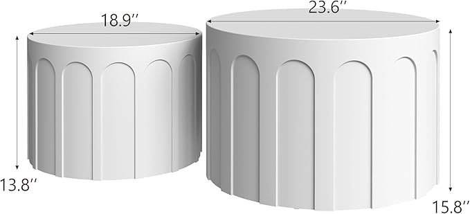 Nesting Coffee Table Set of 2, Modern Coffee Tables, Space-Saving Round Circle - Image 2