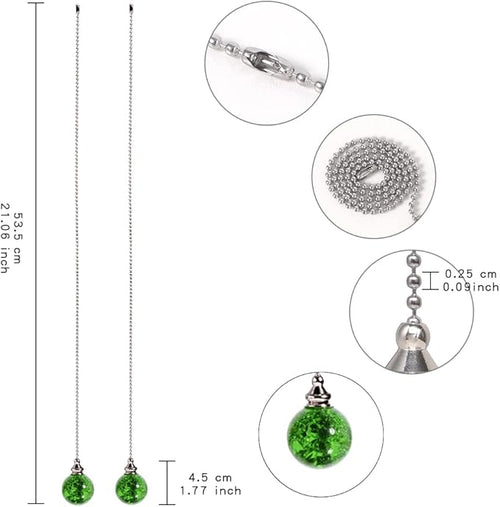 2PCS Green Pull Chain Crystal Glass Ice Cracked Ball Pull Chain - Image 2
