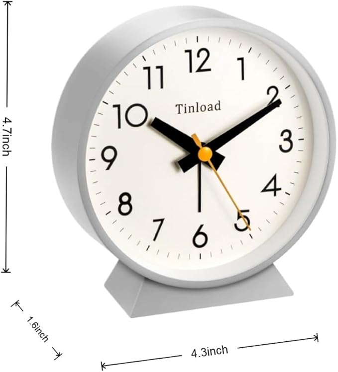 4.5" Battery Operated Antique Retro Analog Alarm Clock, Small Silent Bedside - Image 3