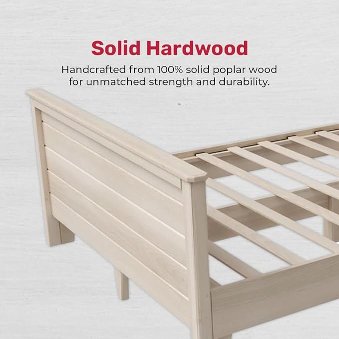 Solid Hardwood Deluxe Platform Bed Frame, Footboard & Slats, Quality Crafted in - Image 4