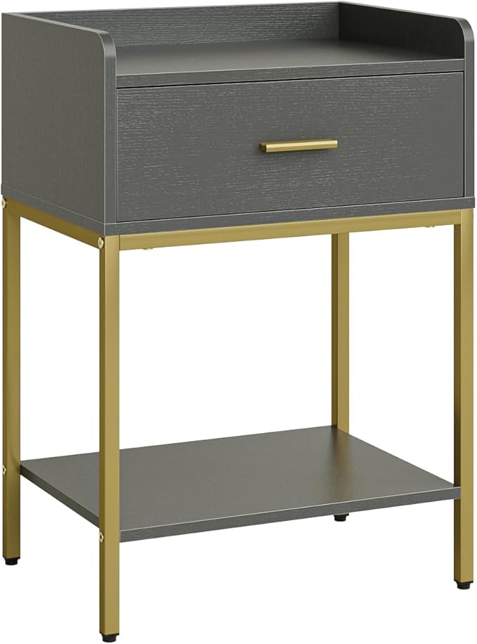 Masupu Gray Nightstand, 3-Tier Modern Bedside Table Night Stand - Image 8