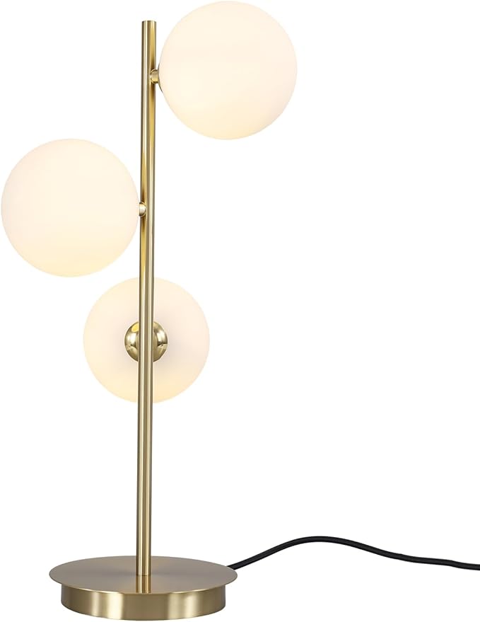 Modern Glass Globe Table Lamp 3 Lights Mid Century Small Gold Desk Lamp by Magiroz