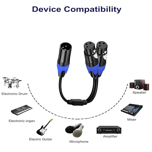 1 Male to 2 Female XLR Y Splitter Micrphone Cable, 3pin Male to Dual Female - Image 3