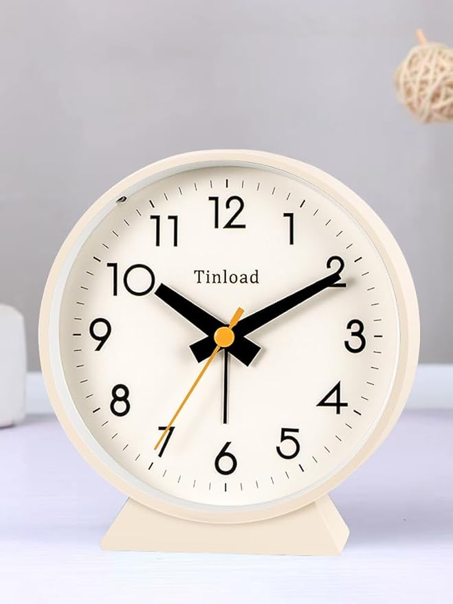 4.5" Battery Operated Antique Retro Analog Alarm Clock, Small Silent Bedside - Image 6