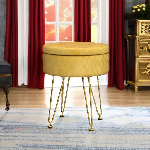 Cpintltr Velvet Ottoman Round Footrest Footstools - Image 2