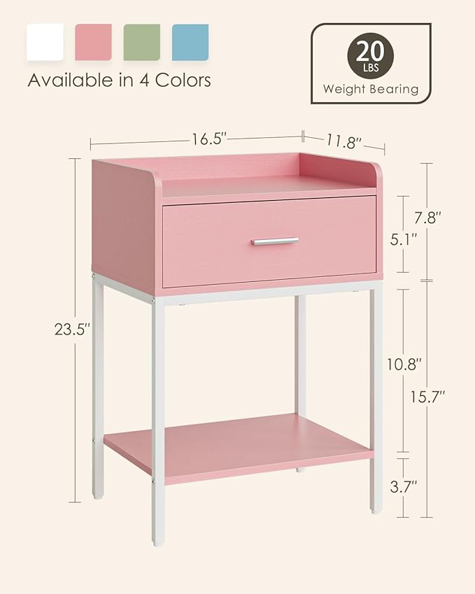 Masupu Nightstand, Bedside Table 3-Tier Modern Night Stand - Image 2