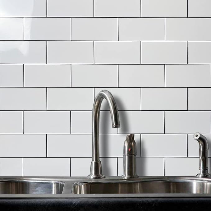 AULIGET Thick PVC Peel and Stick Backsplash, Polished White Subway Tile Peel - Image 7