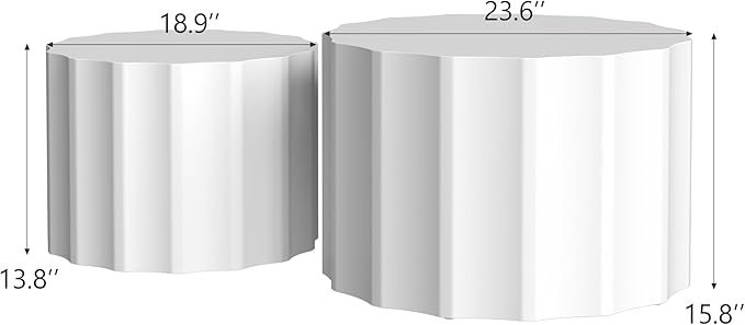 Nesting Coffee Table Set of 2, Round Coffee Tables, Space-Saving Modern Circle - Image 2