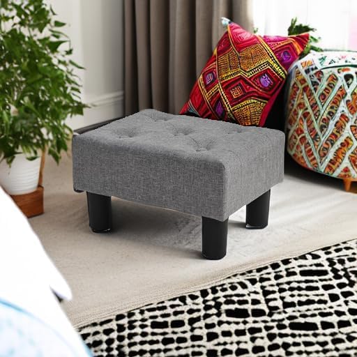 BRIAN & DANY Small Foot Stool, Linen Foot Stools - Image 2