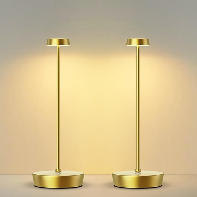Cordless LED Table Lamp，Rechargeable Battery Desk Lamps, 3 Color Stepless by SIKEVHT