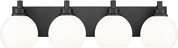 METWET Bathroom Light Fixtures, 4 Light Matte Black Vanity Light, 26 Inch by Metwet