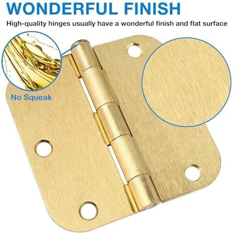 12 Pack Interior Door Hinges Brushed Brass 3.5 inch X 3-1/2" 5/8 Radius - Image 2