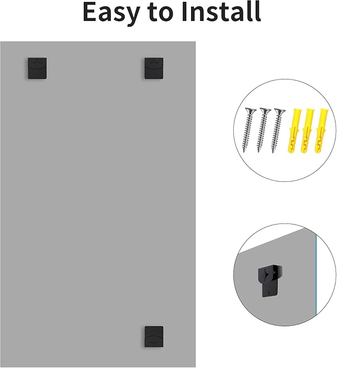CILIBER Frameless Rectangle Mirror, 36x48 Inch Large Bathroom Mirrors - Image 8