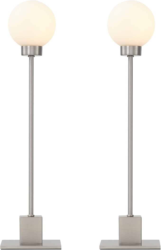 Small Lamps for Nightstand, 3-Way Control Bedside Desk Lighting, Satin Nickel - Image 2