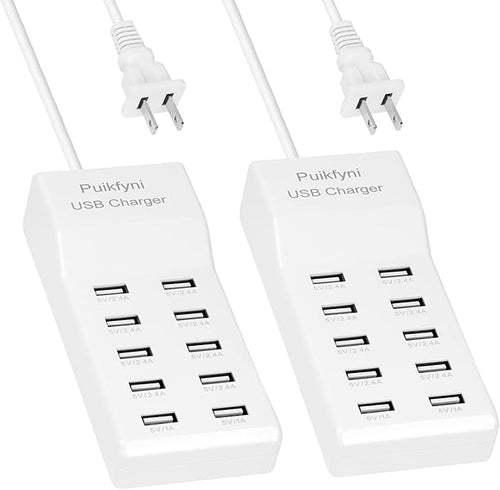 2 Pack 10-Ports USB Charger Station, Power Strips by Puikfyni