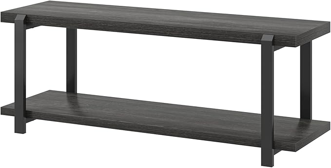 FOLUBAN 47 Inch Shoe Storage Bench, Rustic Wood and Metal Entryway Bench - Image 9