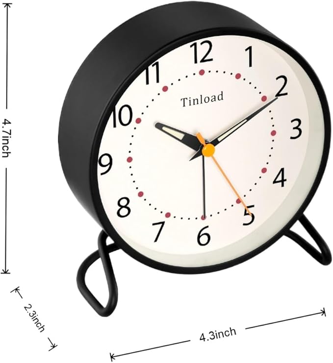 4.5" Antique Retro Analog Alarm Clock, Small Silent Desk Clock - Image 3