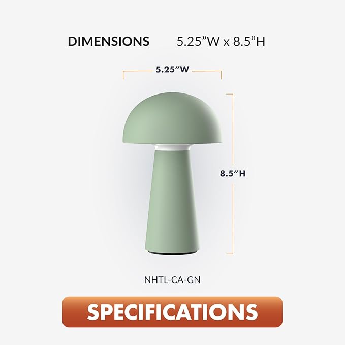 ‎Newhouse Lighting Capri, Sage Green 2700K Dimmable Cordless USB-C Rechargeable - Image 3