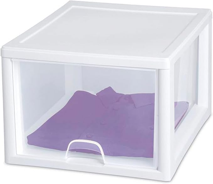 Sterilite 27 Qt and 16 Qt Clear Plastic Stackable Organizer Drawers - Image 9