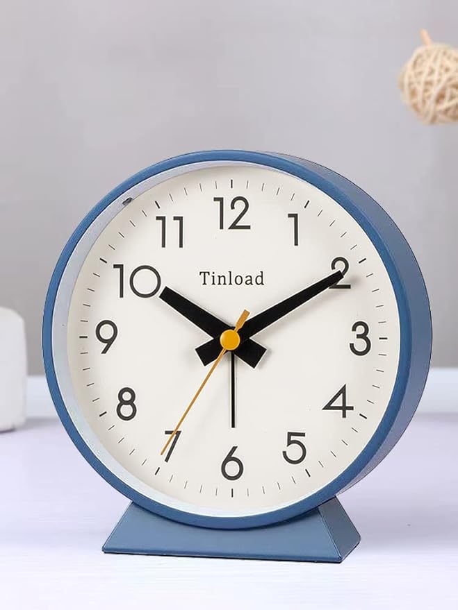 4.5" Battery Operated Analog Alarm Clock, Small Silent Bedside Desk Clock - Image 6