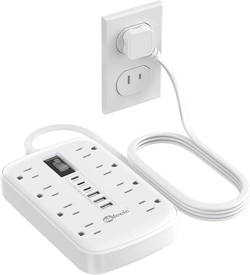 2 Prong Power Strip, 3 to 2 Prong Outlet Adapter, 1700J 2 Prong Surge Protector by okleeic