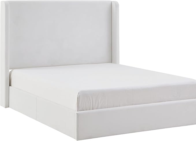 King Size Upholstered Bed Frame, 52.3" High Headboard Carmen Wingback Bed Frames - Image 8