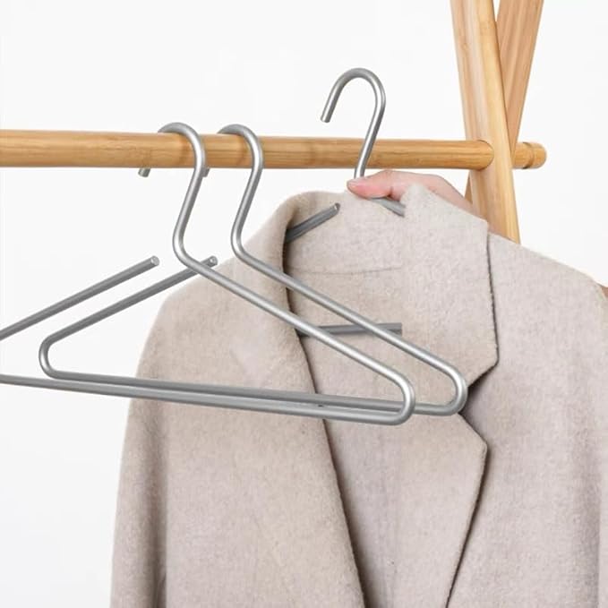 Premium Matte Silvery Aluminum Coat Hangers 100 Piece Set, 16.5” Extra Smooth & - Image 5