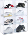 8 PACK XL Shoe Storage Box, Drop Side Sneaker Display Case, Shoe Boxes Clear by OMOPINSHOEBOX