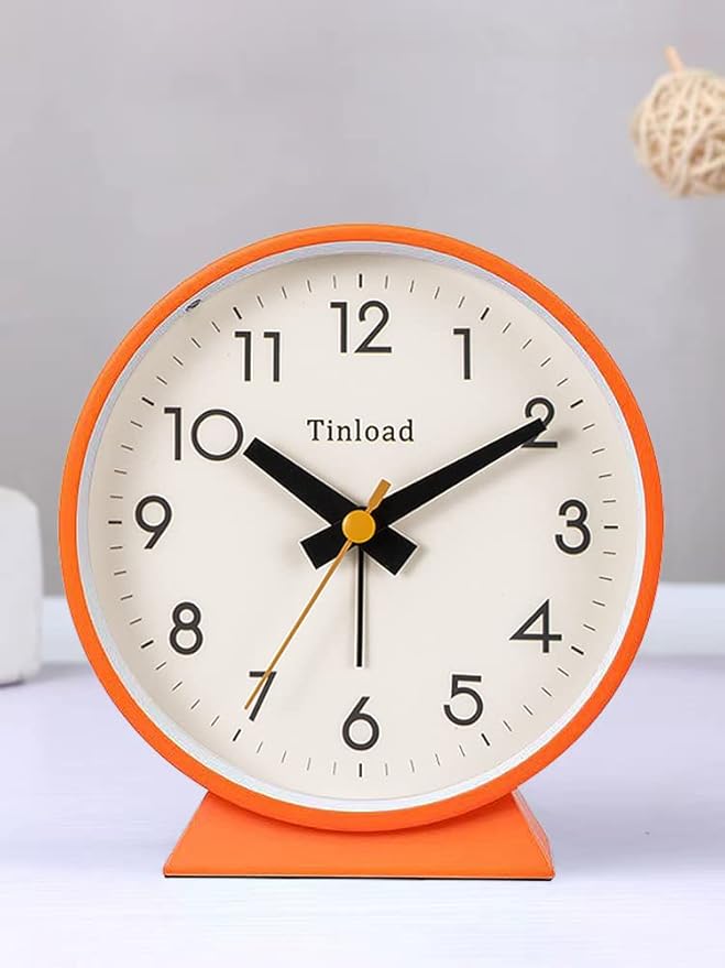 4.5" Battery Operated Antique Retro Analog Alarm Clock, Small Silent Bedside - Image 7
