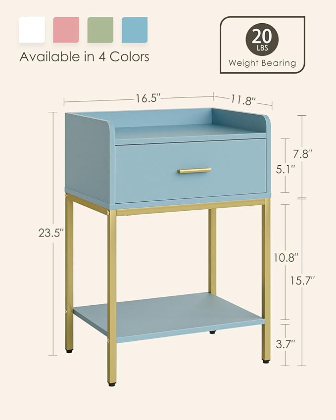 Masupu Nightstand, Bedside Table 3-Tier Modern Night Stand - Image 2