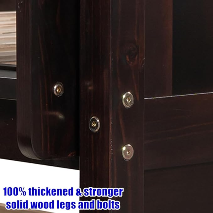 TSAMPA Latest Upgraded & Stronger Heavy Duty Solid Wood Full Over Full Bunk Bed - Image 5