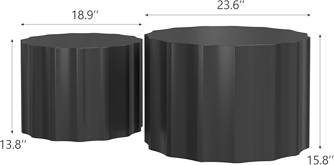 Nesting Coffee Table Set of 2, Round Coffee Tables, Space-Saving Modern Circle - Image 2