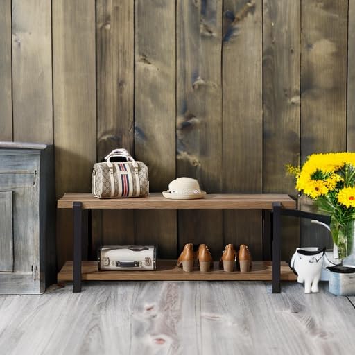 FOLUBAN Entryway Bench, Industrial Shoe Storage Bench - Image 6