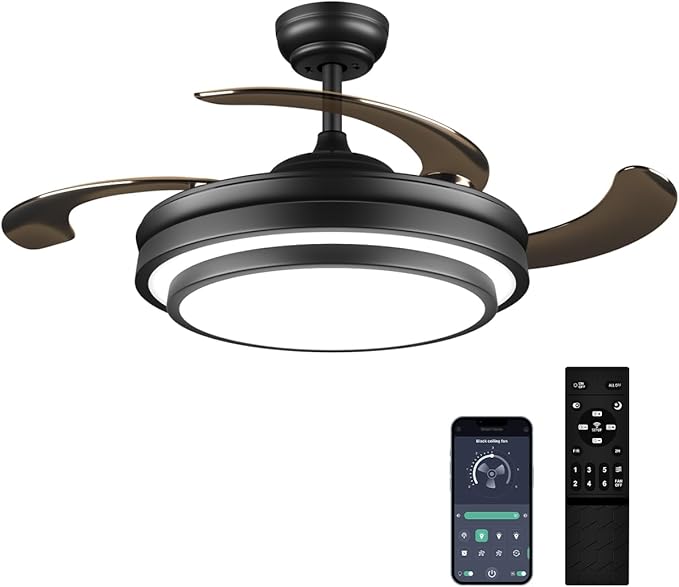 42 Inch Black Modern Ceiling Fan by LIGHTIMES
