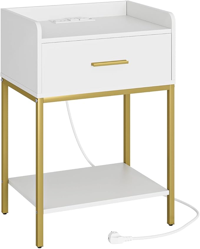 Masupu Nightstand with Charging Station, 3-Tier Modern Bedside Night Stand with - Image 8