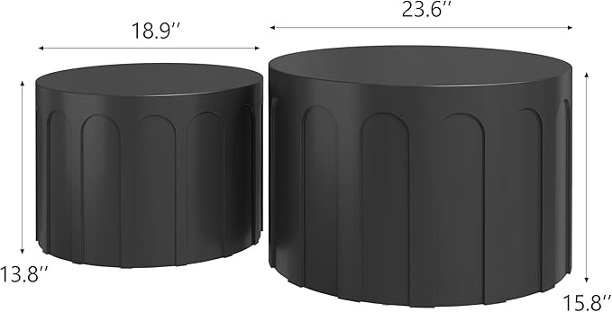 Nesting Coffee Table Set of 2, Modern Coffee Tables, Space-Saving Round Circle - Image 2