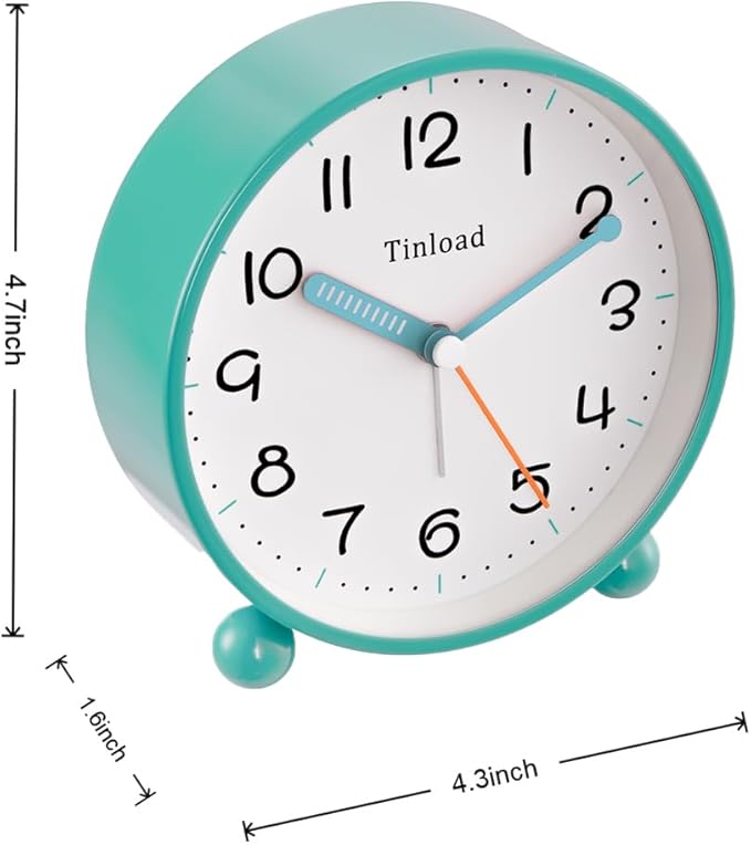 4.5" Antique Retro Analog Alarm Clock, Small Silent Battery Operated Clock - Image 4