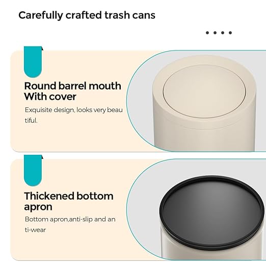2.3 Gallon/9L White Round Trash Can - Image 3