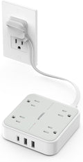 TESSAN Short Extension Cord, 1 Ft Ring Pull Surge Protector Power Strip by TESSAN