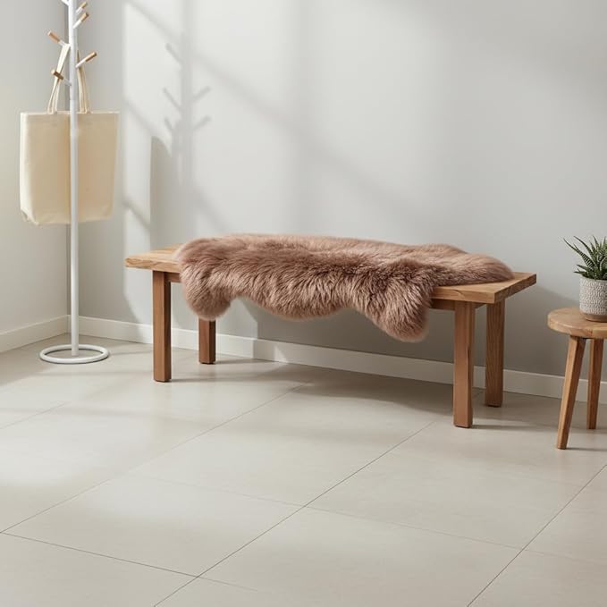 Super Area Rugs Buff Tan Sheepskin Rug Genuine Single 2x3ft Pelt Fluffy Fur - Image 4