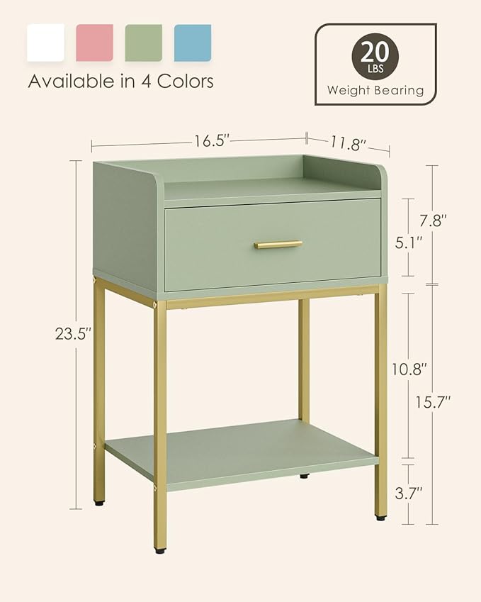 Masupu Nightstand, Bedside Table 3-Tier Modern Night Stand - Image 2