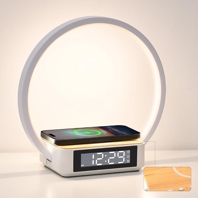 WILIT Bedside Lamp with Alarm Clock, Touch Lamp with Wireless Charger, by WILIT