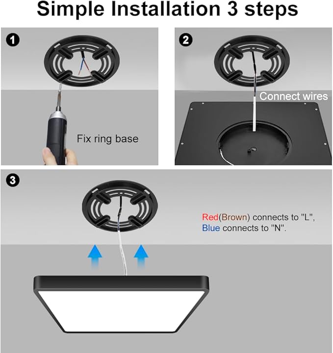 12inch 24W LED Flush Mount Ceiling Light, 3000K Square LED Ceiling Light - Image 5