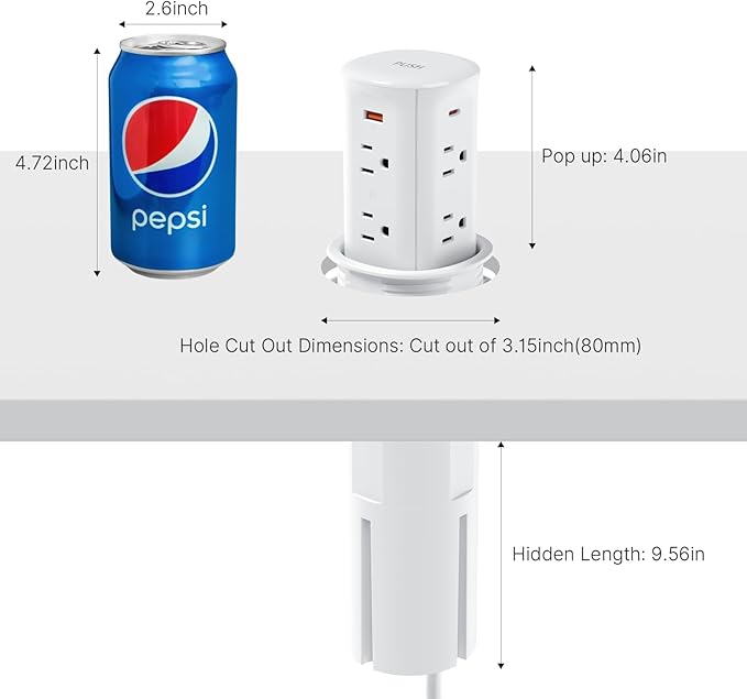 Pop Up Outlet for Countertop, Recessed Power Strip, Power Grommet 3.15 inch - Image 6