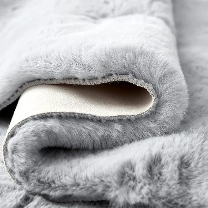 Fuzzy Grey Fluffy Washable Runner Rugs - Image 4