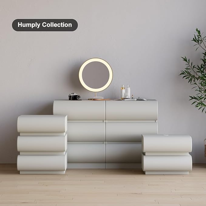 homary Smart Nightstand Modern White Leather Nightstands - Image 7